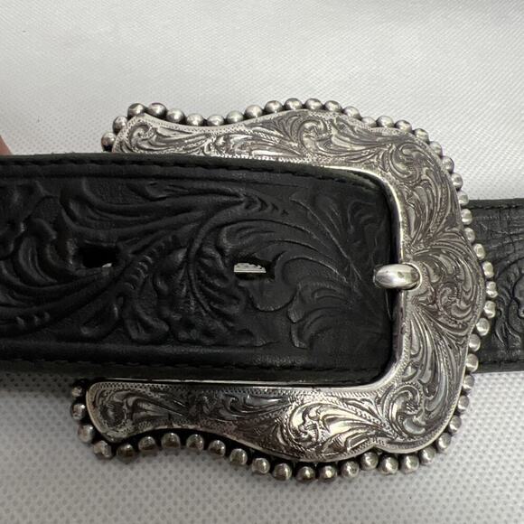 Tony Lama Layla Floral Full Grain Leather Black Belt Size 42 Made in USA C50733 main image 4
